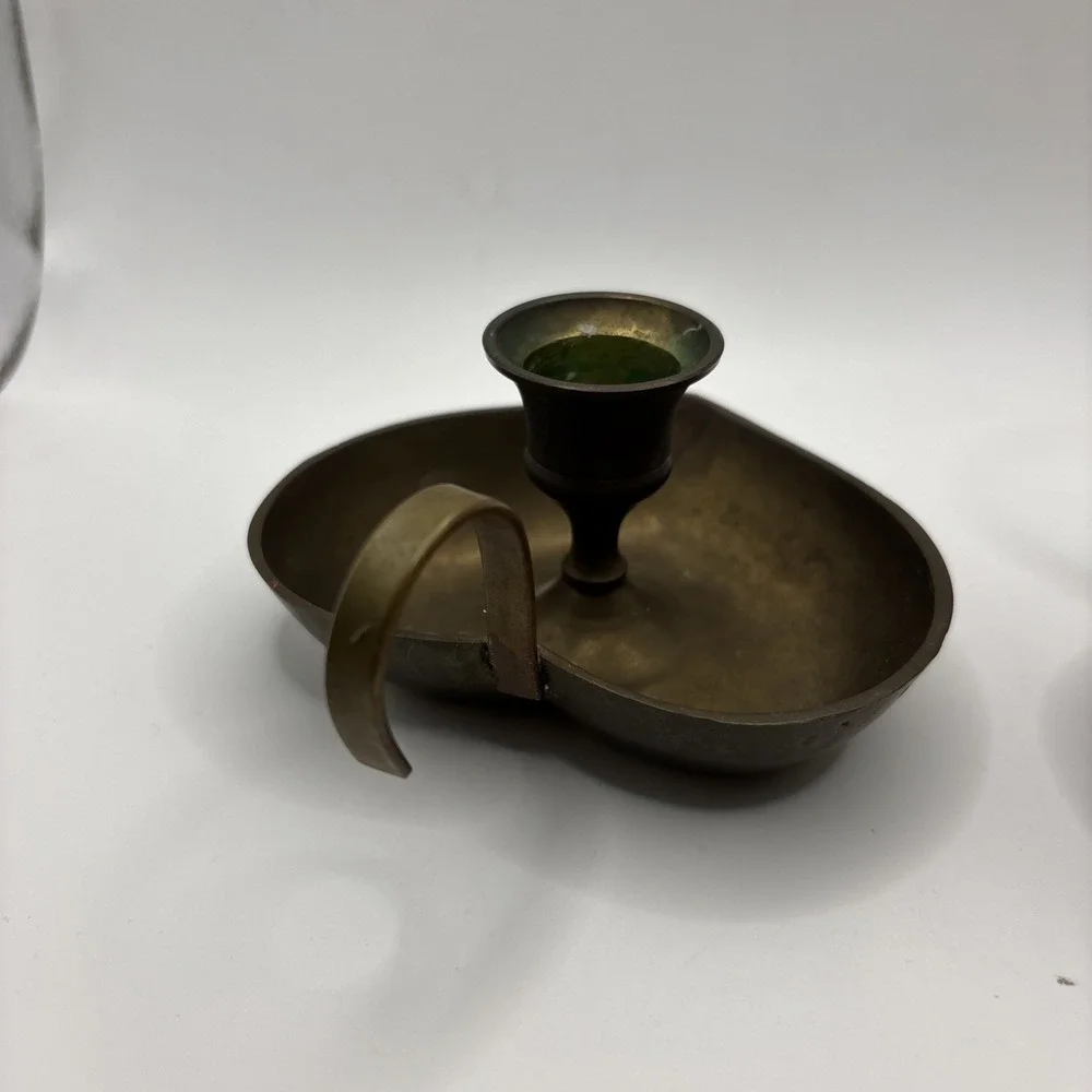 Vtg Pair Of Solid Brass Heart Chamber Candlestick Holders Made In India Set Of 2